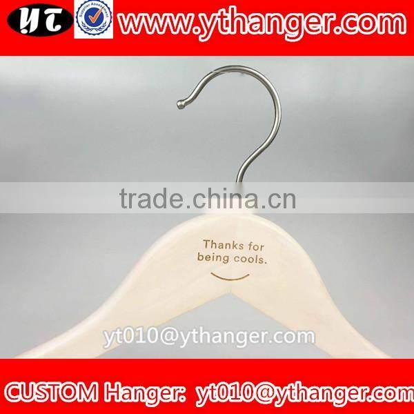 YY0524 women or men flat wooden suit hanger with trousers clips