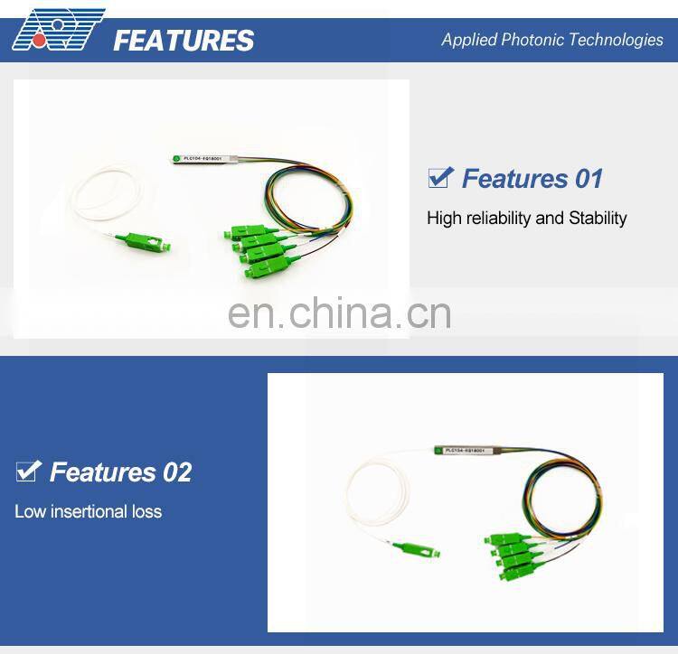 cable active splitter 1x3 1x4 1x6 1x16 1x64 steel tube pon fiber optical plc splitter without connector
