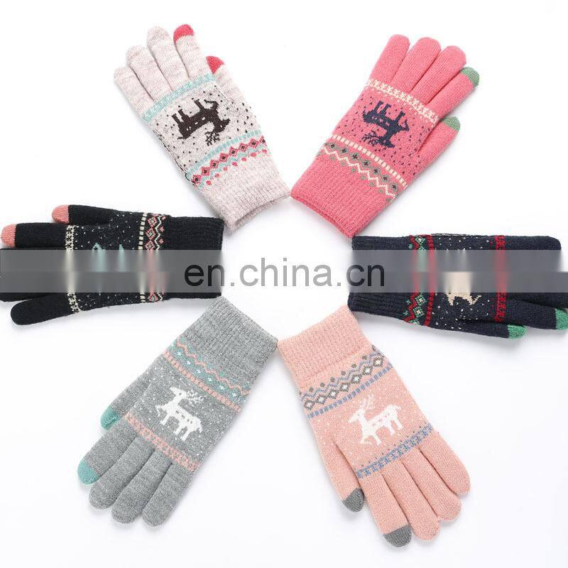 HY Acrylic warm colorful Smart Finger Touch Gloves