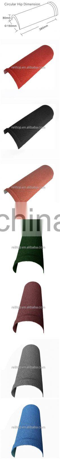 Relitop Sand Coated Heat Insulation Roofing Shingle Accessories Barrel Ridge Waterproof Half Round Roof Tile Cut Trims