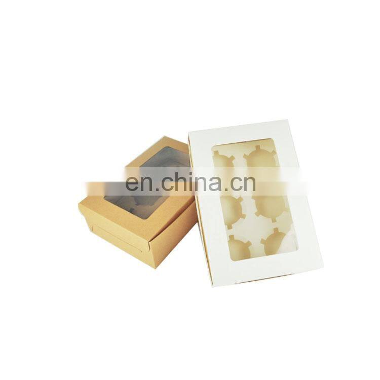 Kraft Paper Box Holes Cupcake Box with Window Dessert Macaron Cookies Candy Snacks Packing for Gift Party