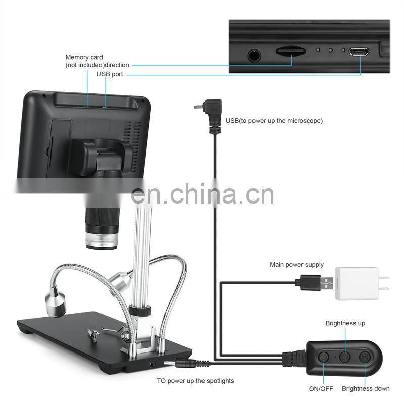 AD206 Adjustable 7" Display 2MP 8 LEDs 200X Andonstar Digital Microscope