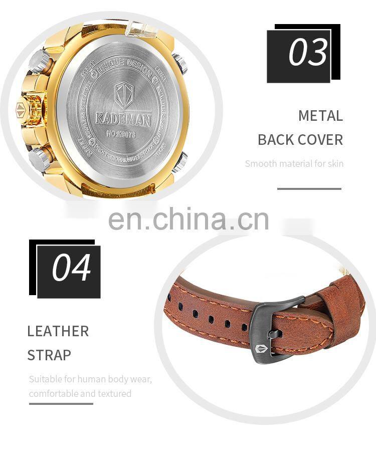 KADEMAN K9073 recommend youth watches double display led functional private label digital hand watches for man