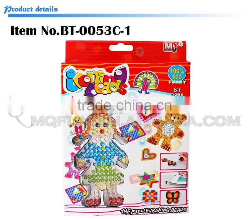 Mini Qute 3 styles DIY Ironing Hama Perler Beans 3D Jigsaw Boy model building block kid educational toy (Accept OEM)