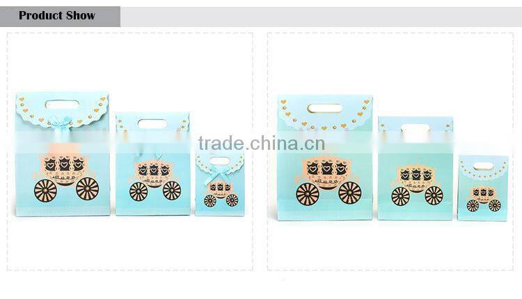Blue pumpkin car pattern button closure gift paper bag