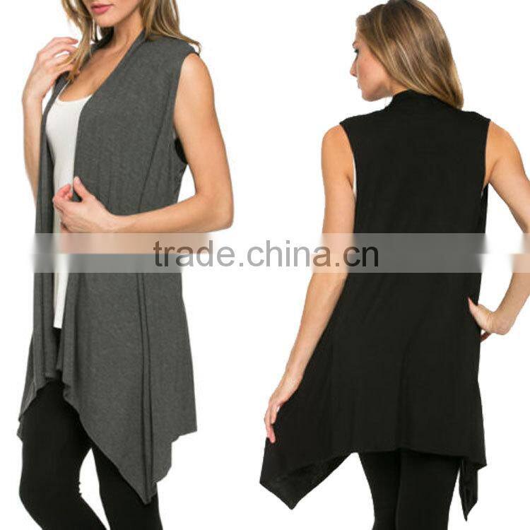 2015 fashion plus size solid color sleeveless knit waistcoat cardigan jacket women's clothing coats