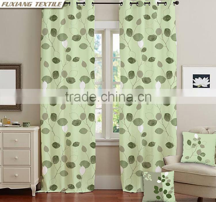 100% Polyester printed faux linen 8 grommets window curtain