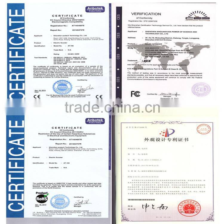 2016 Hot Sale New Product 2 Wheel Electric Scooter with 3-5h Charging Time and 35-40km Range For Charge fast