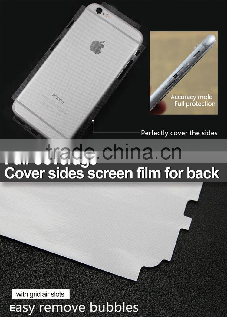 PVC full cover sticker for iphone 6 back and side remove bubble automatically