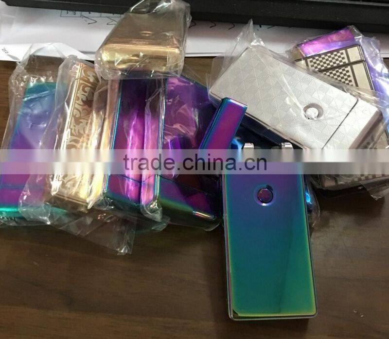 Fashion Double Pulse Arc Metal Ultra-Thin USB Lighter Creative Charging Electronic Cigarette Lighters Gift Box