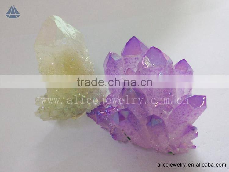 Wholesale Pink/purple/green/blue/champagne/yellow/ruby Aura Quartz Healing Stones and Crystals