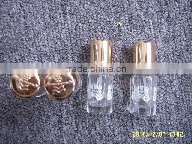 3ml Octagonal Bottle Roll-on Bottle Glass Essential Oil in Refillable Bottles UV Gold Lid with PP Diamond