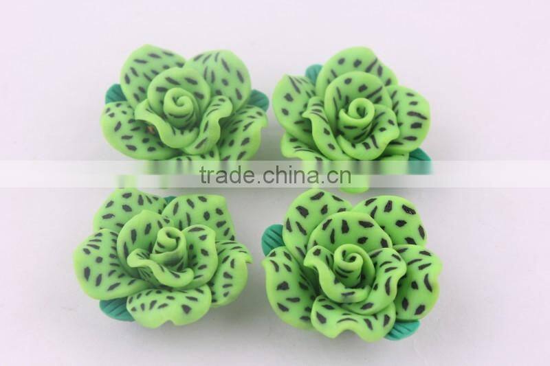 AAA Quality lime green clay flower beads in bulk!wholesale loose chunky polymer clay flower shaped beads for jewelry!