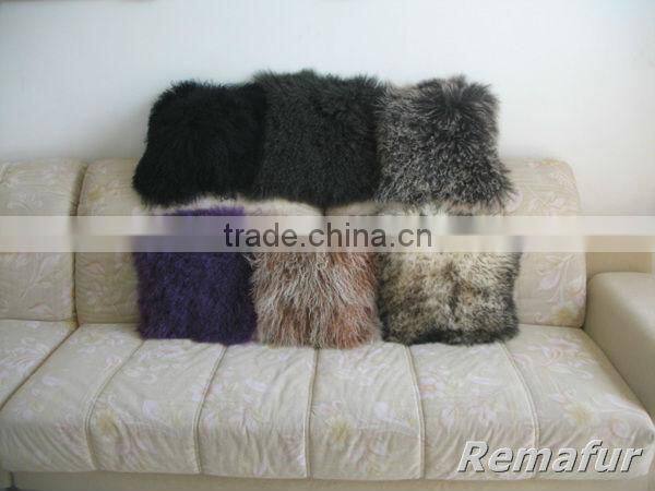 Factory wholesale 100% real Tibetan Mongolian Lamb Skin Fur Pillow