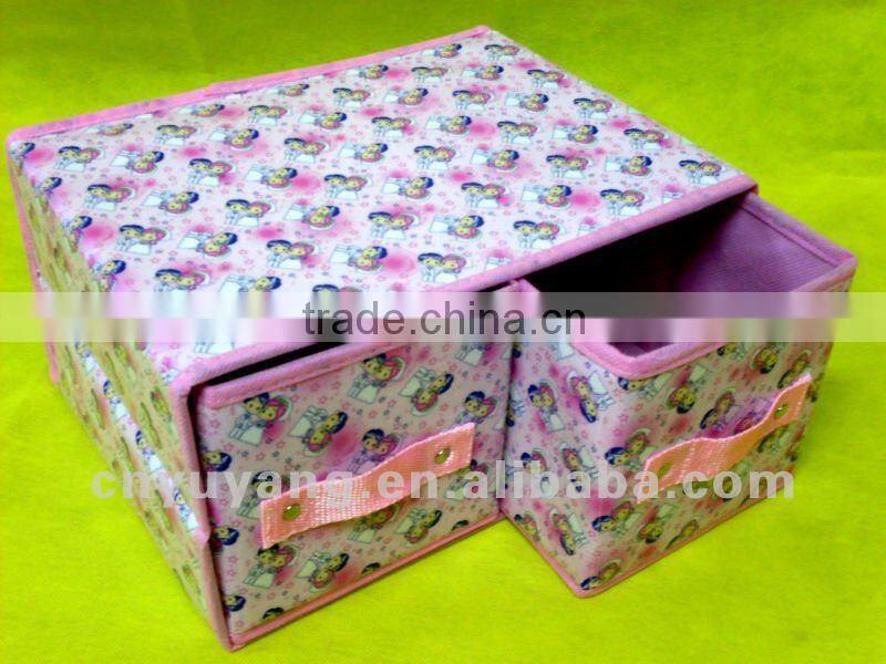Cartoon drawer type fabric cover make-up box