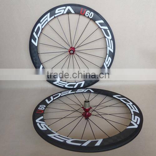 18K matte carbon clincher wheels UDELSA U60 wheels F20H R 24H