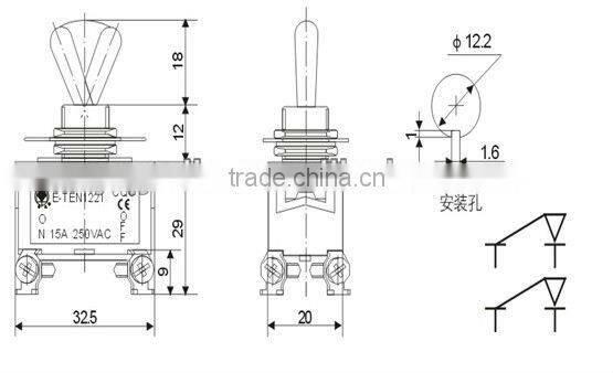 KN3A-223 electrical waterproof cover electrical 15amp on off toggle switch