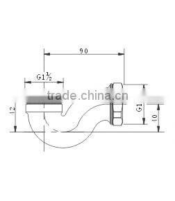 solid brass L-tube siphon trap for classic free standing baths