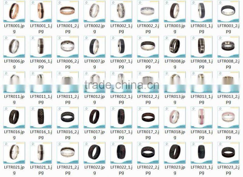 Coffee carbon fiber inlay with silver polished edges titanium ring, wholesale titanium jewelry design