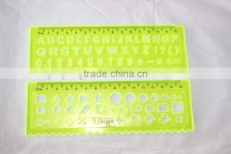 2015 Hot Factory Direct Sale OEM High Quality 2 Pieces PVC Letter Stencil Ruler school stationery