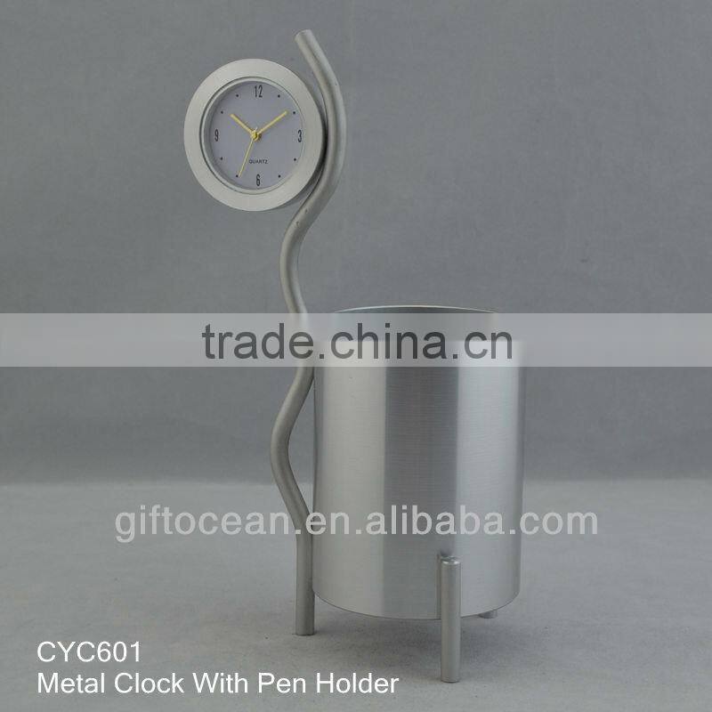 aluminium metal art crafts gift table carriage clocks with penholder