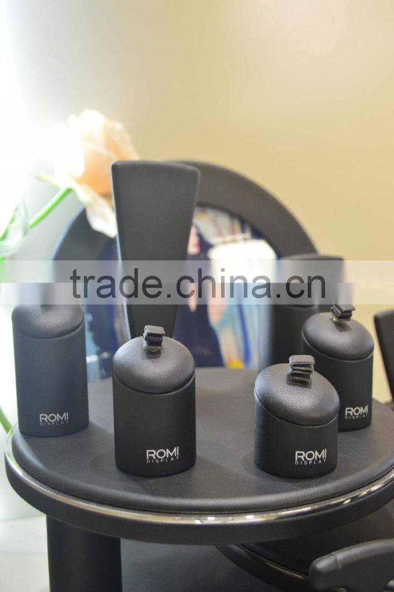 New arrival PU leather jewelry table stands layered jewellery table display props