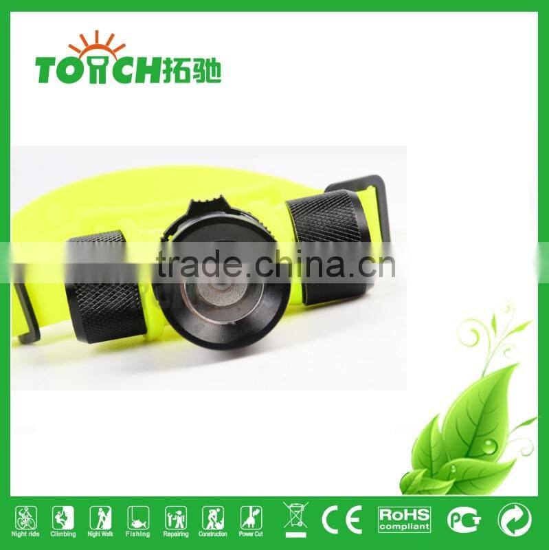 Diving Light Headlamp CRE E T6 LED High power yellow color Light waterproof Diving Headlight 1200Lm use 1*18650/AAA Battery