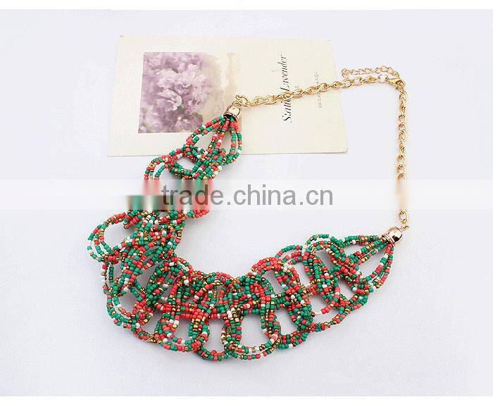 Fashion accessories for women braided bohemian beads necklace