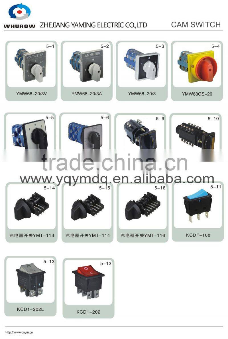 Yaming Cam switch LW6D-2/B184 changeover rotary switch 2 poles 3 positions 1-0-2 12 knots 5A AC380V DC220V sliver contacts