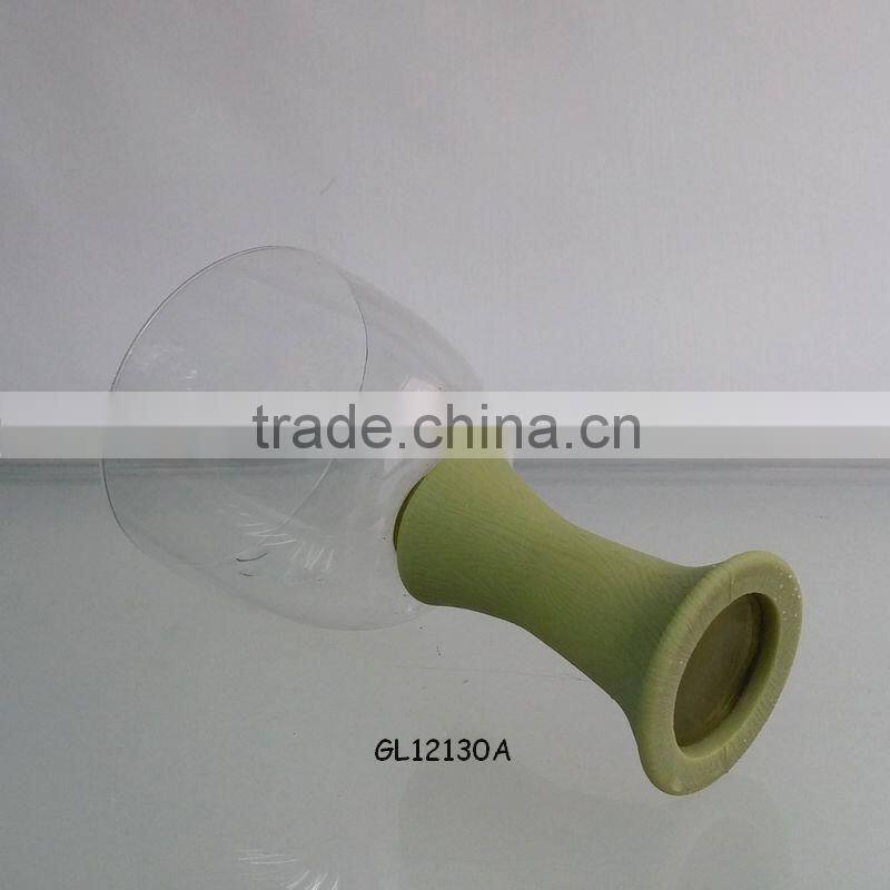 handmade black colour stem glass white wine glass