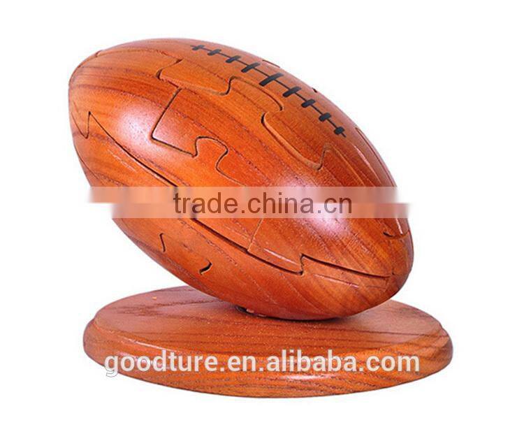 Rugby American Football Wooden 3D Puzzle Brain Teaser Jigsaw Puzzle Game