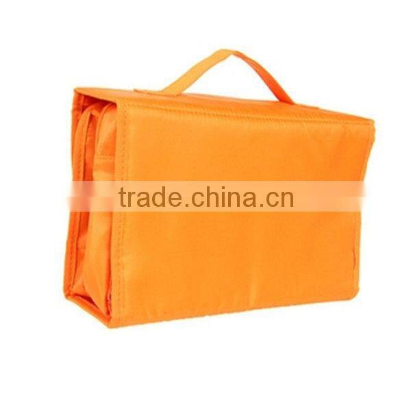 yellow Nylon Mesh Travel Cosmetic Bag With Handle
