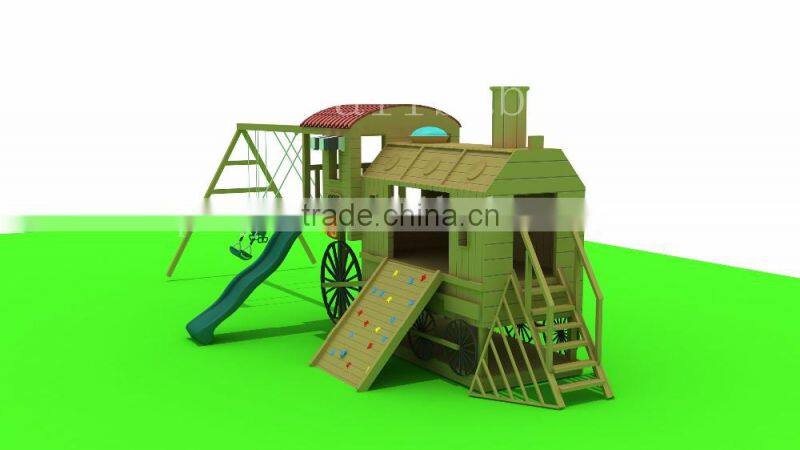 Mini Size Street Car Shape Wooden Outdoor Playground for Kids