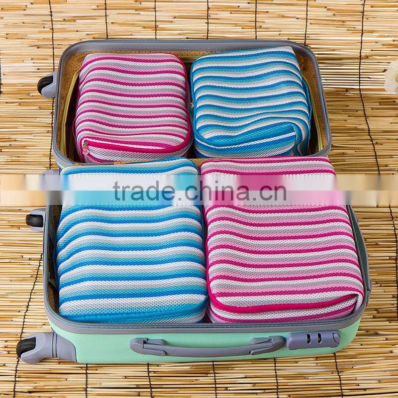 New trendy Multi-purpose Storage Stripe Curshion Fabric Big Zipper Travel Bag