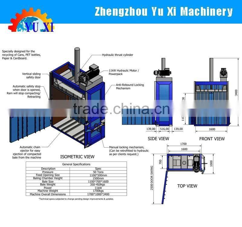2016 professional design Waste Plastic Paper Carboard press balers/baling machine/bundling machine manufacturer