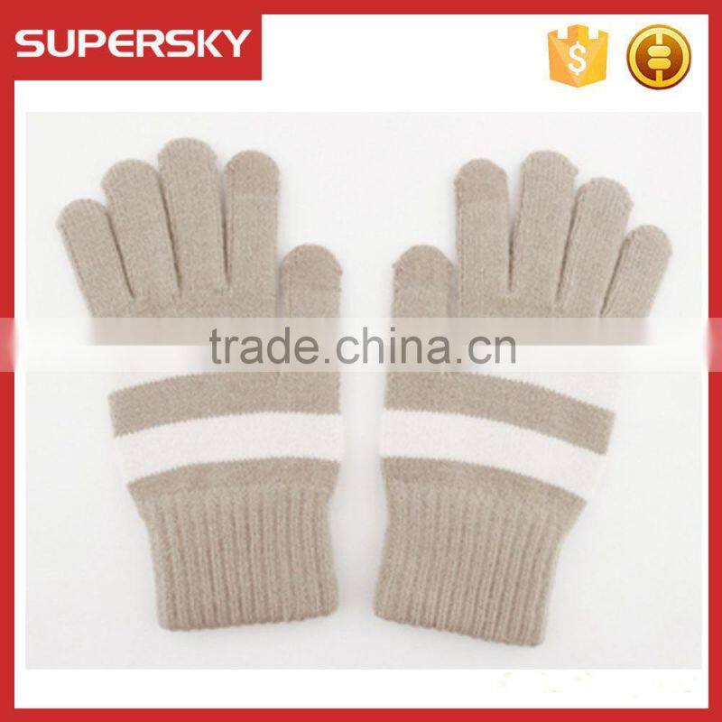V-355 Stripe stylish crochet winter warmer gloves touch screen gloves magic golves for mobile phone