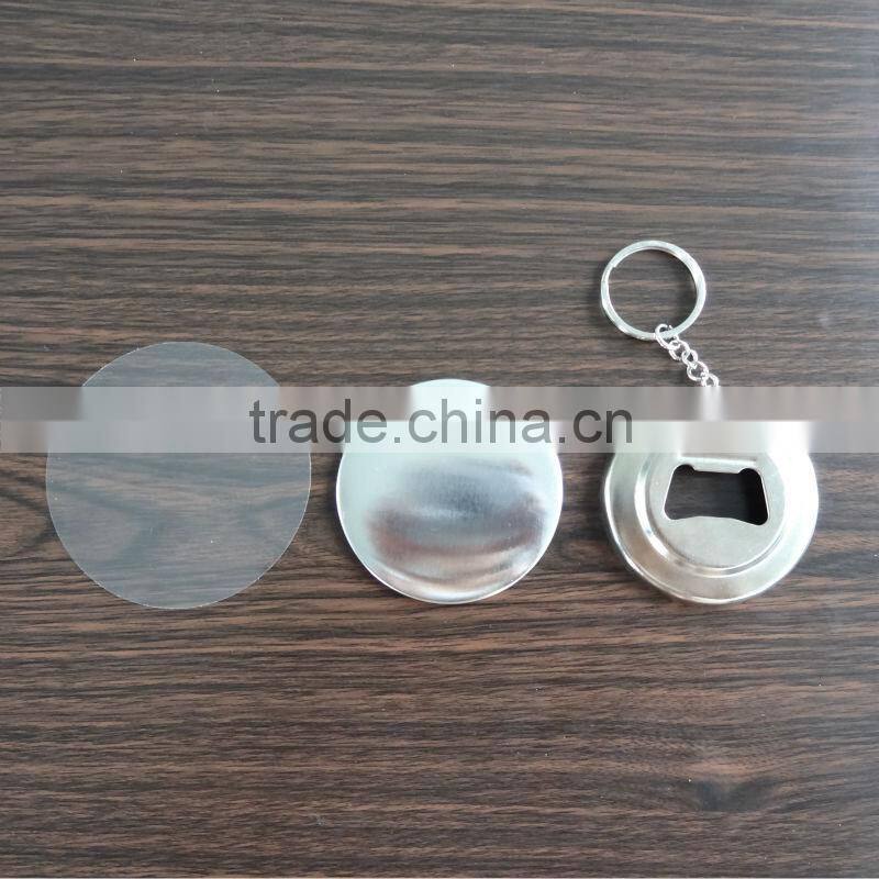 Round shape tin button badge bottle opener with keychain