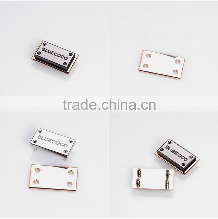 Custom made metal logo charms handbag logo metal plate