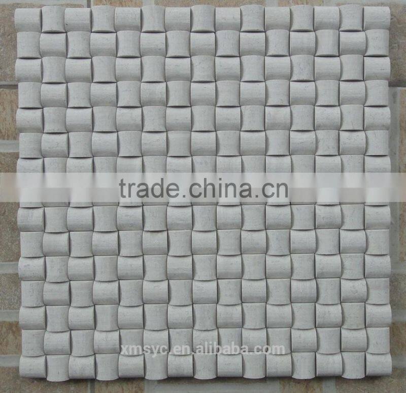 white cream marble mosaic, white woodvein marble mosaic, round marble mosaic