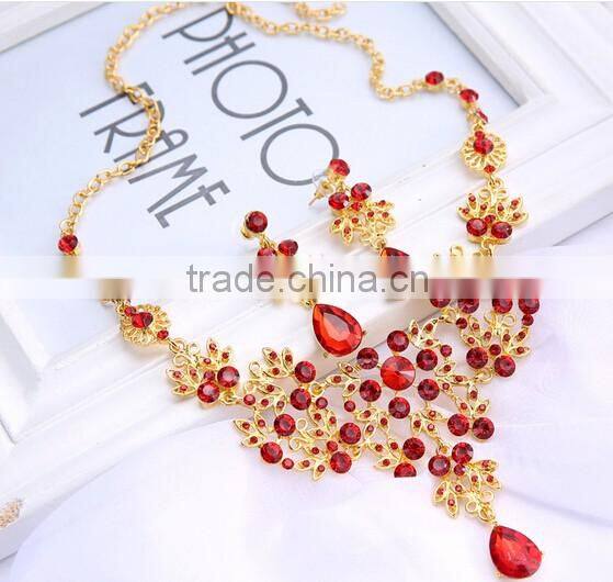 2016 Fashionable Women Bridal Wedding Party Prom Rhinestone Necklace Earrings Jewelry Set