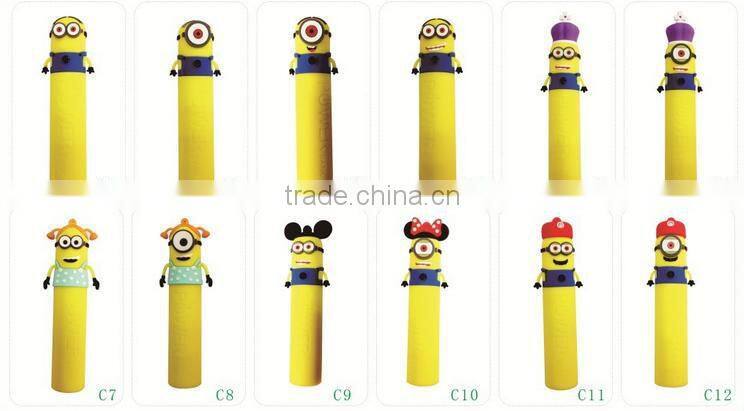 2014 New PVC cartoon minions style mobile power bank 2000mah/2200mah/2600mah