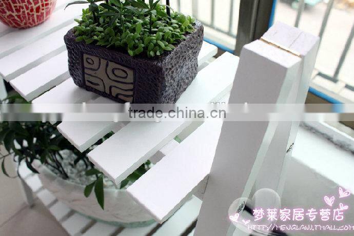 White folding MDF the two tier flower and plant display shelf