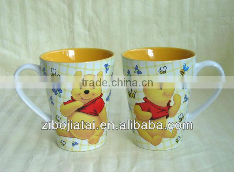 Ceramic V Shape Mug With Fruit Decal Printing