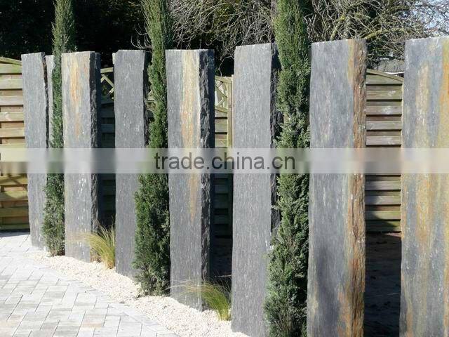 black slate stone wall,nero black slate