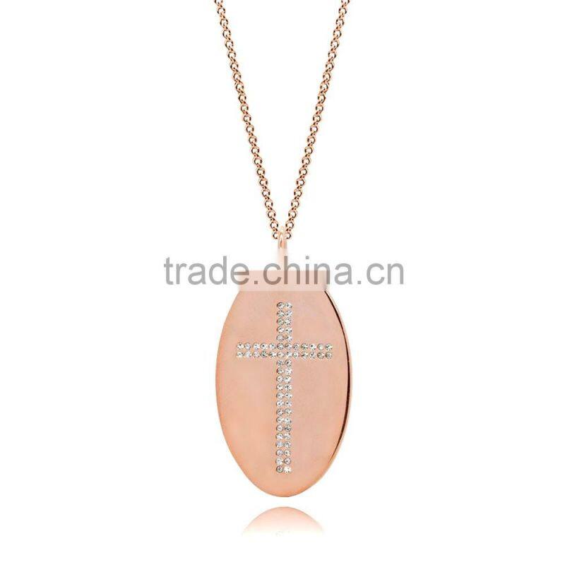 Silver/Brass with 14k Plated Rose Gold Genuine Crystal Customize Design Religions Symbol 'Christianity' Pendants Jewelry