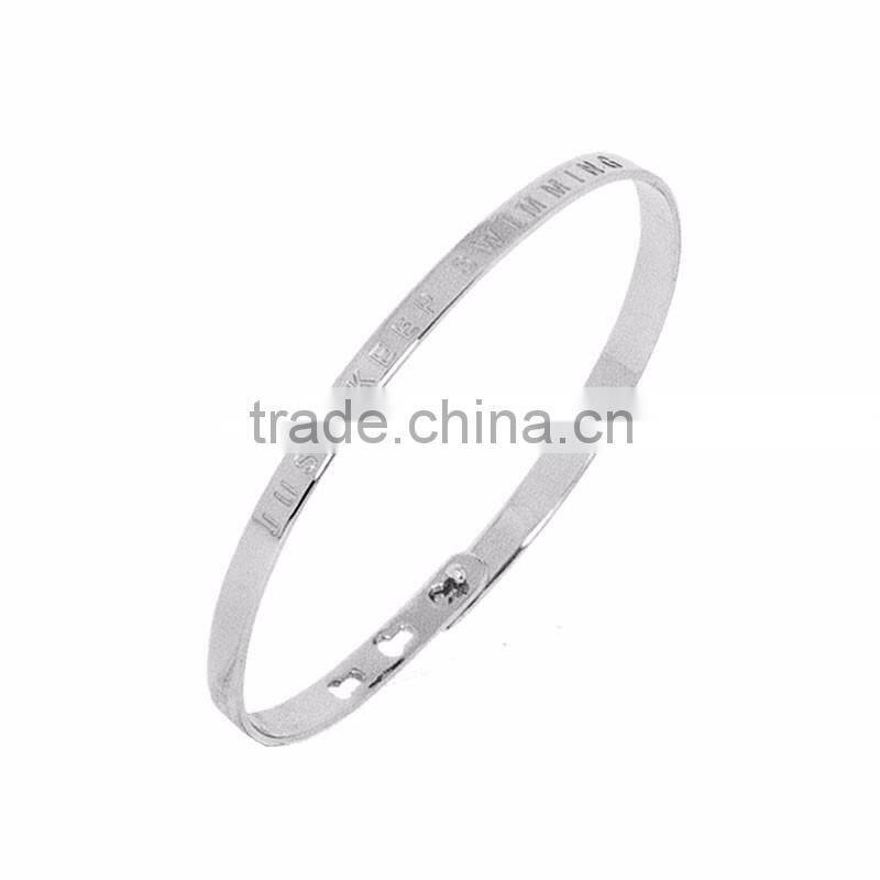 Memories Bangles with Customize Design Word 'JUST KEEP SWIMMING' with 4mm/7mm Width