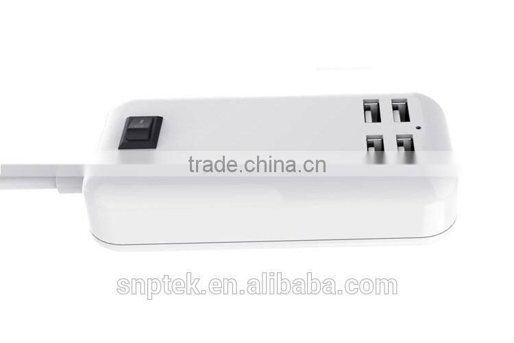 Multiple USB 4 Ports 3A Charger Quick USB desktop Charger with button swift for iPhone iPad SamsungGalaxy Pad