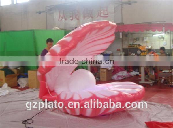 Decorative blue inflatable seashell inflatable replica model with led light for display