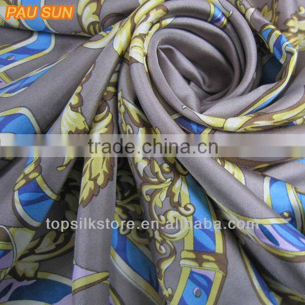 90x90 cm square designer brand twill silk scarf
