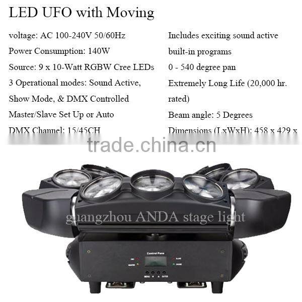 LED 9*10W RGBW Spider Light/Moving Head Stage Light/ Disco Light/